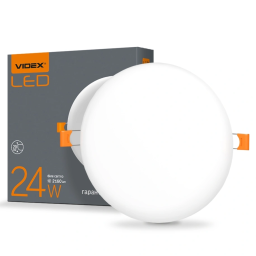 VIDEX 24W 4100K 220V - LED світильник безрамний круглий