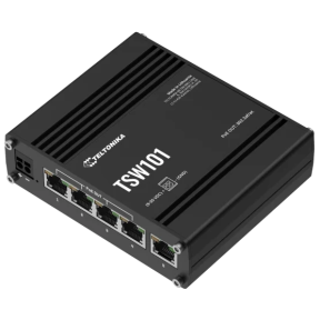 Teltonika TSW101 – Некерований комутатор для транспорту (5xGbE, 4xPoE+, 9-30VDC) купити