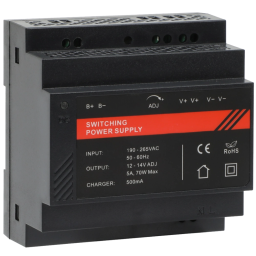 VIA Energy DR12060-02B – Блок бесперебойного питания на DIN-рейку (12-14V, 5A, 70W, 2 канала, UPS)
