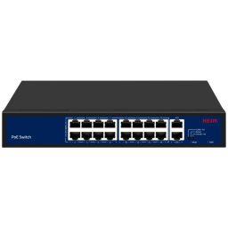 Hedy HN16H2G-200 – Некерований PoE комутатор (16xPoE 100M, 2xUplink 1G, 200W, Extend 250m)