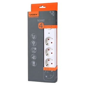 VIDEX ONCORD з/з 4п 3м (3x1.5мм) White - Сетевой удлинитель с кнопкой - фото №1 VIDEX ONCORD з/з 4п 3м (3x1.5мм) White - Сетевой удлинитель с кнопкой купить