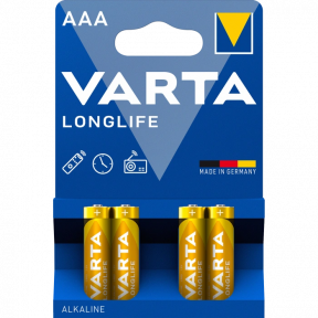 VARTA LONGLIFE AAA BLI 4 ALKALINE - Батарейка - фото №1 VARTA LONGLIFE AAA BLI 4 ALKALINE - Батарейка купити