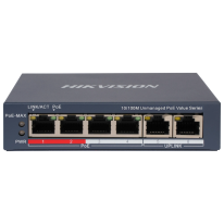 Hikvision DS-3E0106P-E/M(B) - Комутатор POE на 4 порти некерований
