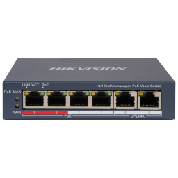 Hikvision DS-3E0106P-E/M(B) - Коммутатор POE на 4 порта неуправляемый
