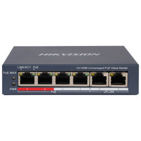 Hikvision DS-3E0106P-E/M(B) - Коммутатор POE на 4 порта неуправляемый