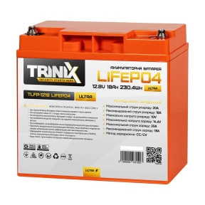 Акумуляторна батарея літій-залізо-фосфатна 12.8В 18А*год Trinix TLFP-1218 Ultra LiFePO4 (Orange) купити