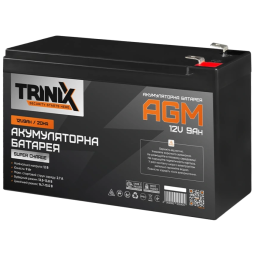 TRINIX SUPER CHARGE 9А•ч 12В – AGM аккумулятор (12В, 9Ач, 2.5кг, ускоренный заряд)