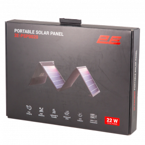 Портативна сонячна панель 2E, 22 Вт зарядний пристрій, 2*USB-A 5V/2.4A зображення