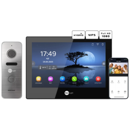 Neolight ALPHA Hybrid Black + PRIME FHD Silver – Комплект відеодомофону (8" IPS, Wi-Fi, Full HD, AHD, Куток)