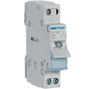 Hager SFT125 - Перемикач I-0-II з загальним виходом зверху, 1-пол., 25А/230В купити