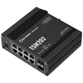 Промышленный управляемый PoE+ коммутатор Teltonika TSW202 (8xGbE, 2xSFP, 240W) фото