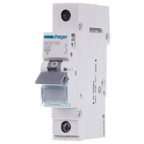 Hager MCN150 - Автоматичний вимикач 1P 6kA C-50A 1M купити