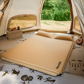 Самонадувний килимок двомісний з подушкою Naturehike CNK2300DZ014, 30 мм, бежевий Ціна