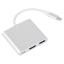 Адаптер-переходник Cablexpert A-CM-HDMIF-02-SV USB-C на HDMI/USB 3.0/USB-C