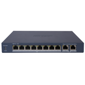 Hikvision DS-3E1310P-EI/M – Управляемый PoE коммутатор (8xPoE 100M, 2xGb RJ45, 60W, 300m)