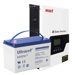 MUST PV18-1512 VPM (1 шт.) + Ultracell UCG100-12 GEL 12V 100 Ah (2 шт.) - Комплект резервного живлення