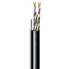 Cat. 5e U/UTP РЕ steel cord 4x2x24 AWG (k) трос (70910181) бухта 305м - Кабель витая пара ЗЗЦМ (UTP медь уличный с тросом) купить