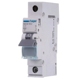 Hager MCN102 - Автоматичний вимикач 1P 6kA C-2A 1M