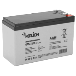 MERLION AGM GP1272F2 – Акумуляторна батарея (12В, 7.2Аг, AGM, клемма F2)