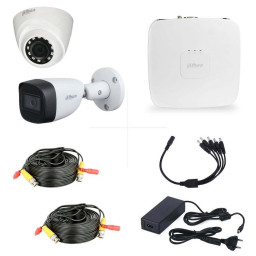 Комплект HDCVI відеоспостереження на 1 внутрішню і 1 вуличну камеру 2МП Dahua Technology KIT-4X1D1BMV1