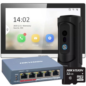 Hikvision DS-KH6350-TE1 + DS-KB8113-IME1(B) UKR + DS-3E1105P-EI + HS-TF-P1/32G - Комплект домофонии фото