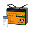 Eco-Worthy 12V 100Ah Bluetooth – Акумулятор LiFePO4 (12.8V, 100Ah, 1280Wh, BMS)