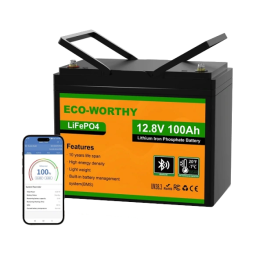 Eco-Worthy 12V 100Ah Bluetooth – Акумулятор LiFePO4 (12.8V, 100Ah, 1280Wh, BMS)
