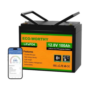 Eco-Worthy 12V 100Ah Bluetooth – Акумулятор LiFePO4 (12.8V, 100Ah, 1280Wh, BMS) купити