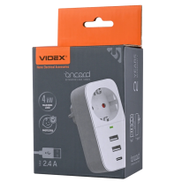 VIDEX ONCORD 1п 2.4A 2USB+USB-C - Мережевий адаптер Type-C з заземленням