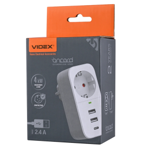 VIDEX ONCORD 1п 2.4A 2USB+USB-C - Сетевой адаптер Type-C с заземлением - фото №1 VIDEX ONCORD 1п 2.4A 2USB+USB-C - Сетевой адаптер Type-C с заземлением купить