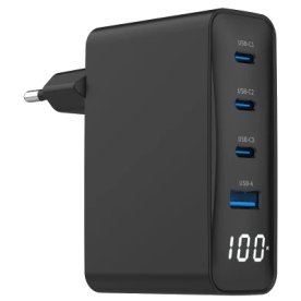 Gembird TA-UC-PDQC100LCD-01-BK PD 100W - Зарядное устройство