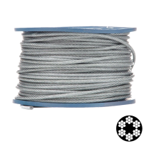 Трос APRO 5мм (4+1мм) DIN 3055 (6x7 + FC) бухта 100м в ПВХ обплетенні оцинкований