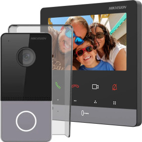 Hikvision DS-KV6103-PE1(С) + DS-KH6100-E1 + DS-KABV6113-RS - Комплект відеодомофону купити