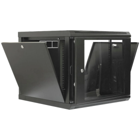 19" 9U 600x600 – Настінна комутаційна шафа (9U, 600мм, Скло, Чорна) зображення