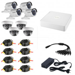 Комплект TurboHD видеонаблюдения на 4 внутренние и 4 уличные камеры 1МП Hikvision KIT-8T4D4BMV2