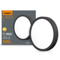 VIDEX 18W 5000K Black - LED світильник круглий накладний