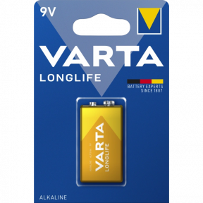 Батарейка VARTA LONGLIFE 6LR61 BLI 1 ALKALINE - фото №1 Батарейка VARTA LONGLIFE 6LR61 BLI 1 ALKALINE купити