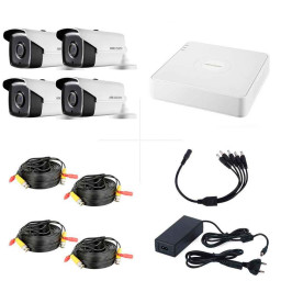 Комплект TurboHD видеонаблюдения на 4 уличные камеры 2МП Hikvision KIT-4T4BMV1