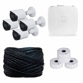Комплект IP видеонаблюдения на 4 уличные камеры 4МП Dahua KIT-4B64V2 купить