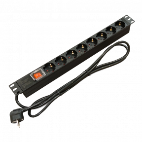 Kingda Блок 19" на 8 роз. нім. станд., 16А, 1U, з вимикачем, шнур 1.8м купити