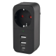 VIDEX ONCORD з/з 1п 2.4A 2USB+USB-C Black - Сетевой адаптер с заземлением