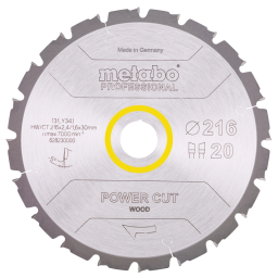 Пильный диск 216x30, Z20 WZ 5° neg. Metabo "power cut wood - professional" (628230000)