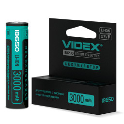 Аккумулятор VIDEX литий-ионный 18650-P (защита) 3000mAh color box/1шт