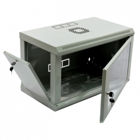 Коммутационный шкаф 19" 6U, 600x350x373мм (Ш*Г*В), эконом,акриловое стекло, серый фото