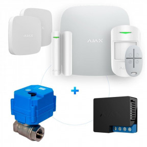 Комплект Ajax StarterKit Plus Білий + Реле Ajax WallSwitch + Кульовий кран HC 220 + 2 датчика витоку Ajax LeaksProtect купити