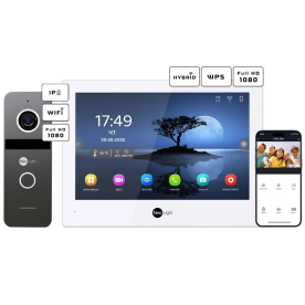 Neolight ALPHA Hybrid + SOLO IPW Graphite - Комплект відеодомофону з кутком і PoE адаптером для панелі виклику