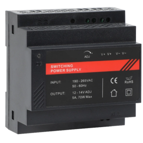 VIA Energy DR12060-02 – Блок живлення на DIN-рейку (12-14V, 5A, 70W, 2 канали, регульований) купити