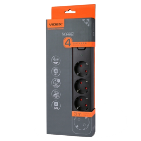 VIDEX ONCORD з/з 4п 3м (3x1.5мм) Black - Сетевой удлинитель с кнопкой - фото №1 VIDEX ONCORD з/з 4п 3м (3x1.5мм) Black - Сетевой удлинитель с кнопкой купить