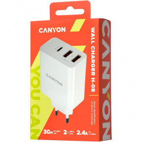Сетевое зарядное устройство для Canyon CNE-CHA08W (2USB, 2.4A PD) White в Украине