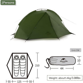 Намет двомісний Naturehike Tagar NH17T180-J, темний зелений Ціна